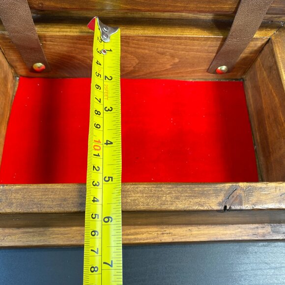 Handmade Wooden Jewelry Box, Red Velvet, Top Opening Keepsake, Luxury Wood, Vint - Picture 8 of 10